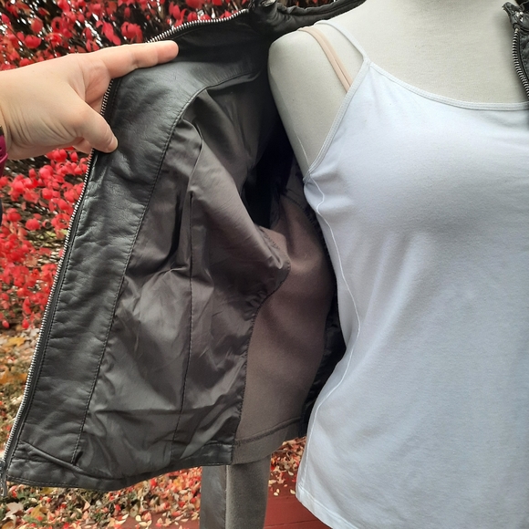 Kenneth Cole Faux Leather Moto Jacket Stretch Green NEW - Picture 11 of 12